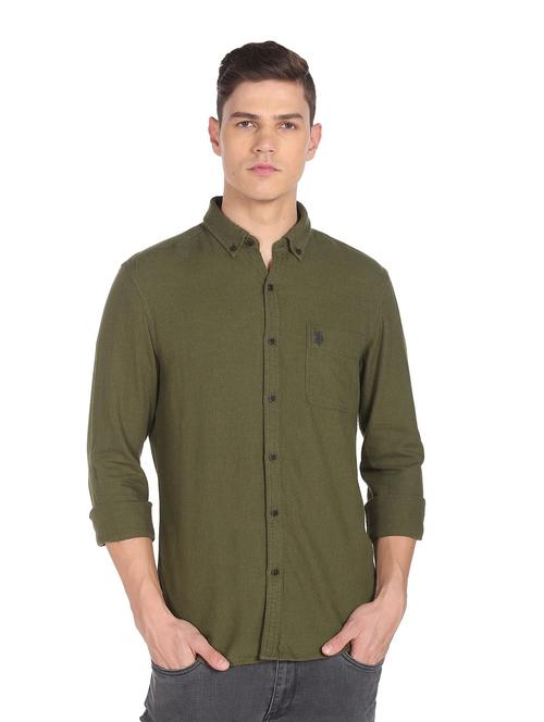 mens solid casual shirt - 19063678 - Very Small Image - 1