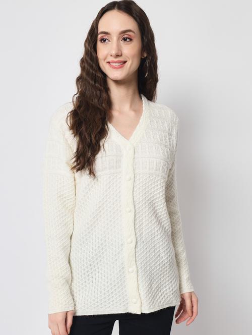 white solid cardigan - 19064288 - Very Small Image - 1