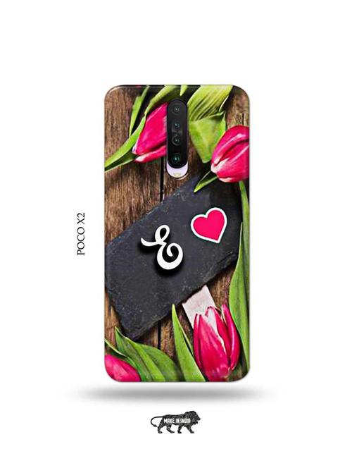 tweakymod designer printed hard case | flower letter e back cover compatible with poco x2 - 19078558 - Very Small Image - 1