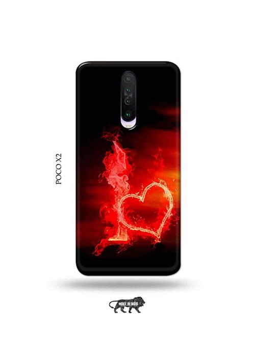 tweakymod designer printed hard case | fire heart letter i back cover compatible with poco x2 - 19078606 - Very Small Image - 1