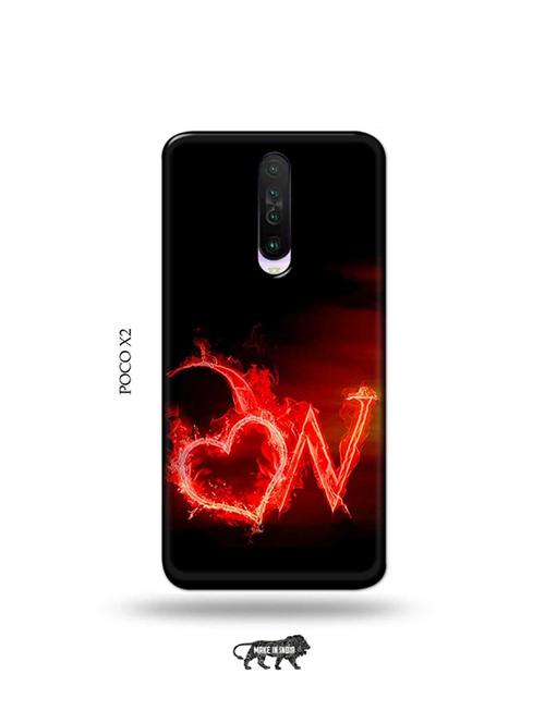 tweakymod designer printed hard case | fire heart letter w back cover compatible with poco x2 - 19078623 - Very Small Image - 1