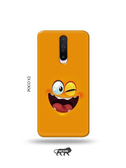 tweakymod designer printed hard case | funny face orange back cover compatible with poco x2 - 19078886 - Very Small Image - 1