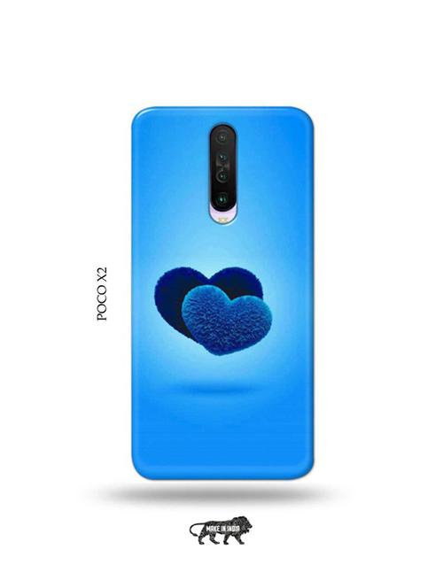 tweakymod designer printed hard case | blue hearts back cover compatible with poco x2 - 19079000 - Very Small Image - 1