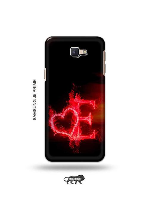 tweakymod designer printed hard case | fire heart letter e back cover compatible with samsung j5 prime - 19079165 - Very Small Image - 1