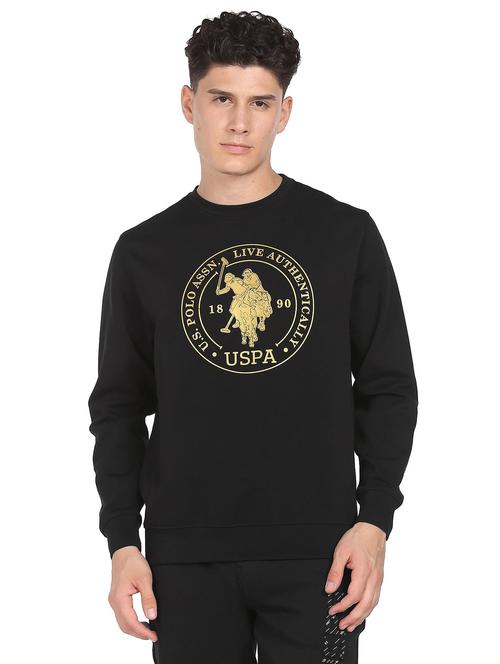 black printed round neck sweatshirt - 19080308 - Very Small Image - 1