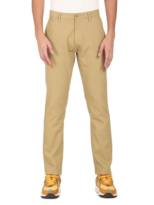 solid cotton flat front casual trouser - 19080708 - Very Small Image - 1