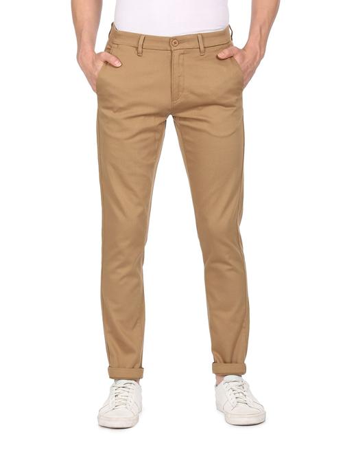 solid cotton flat front casual trouser - 19080723 - Very Small Image - 1