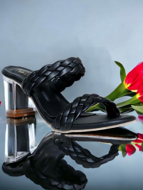 black synthetic slip on sandals - 19081891 - Very Small Image - 1