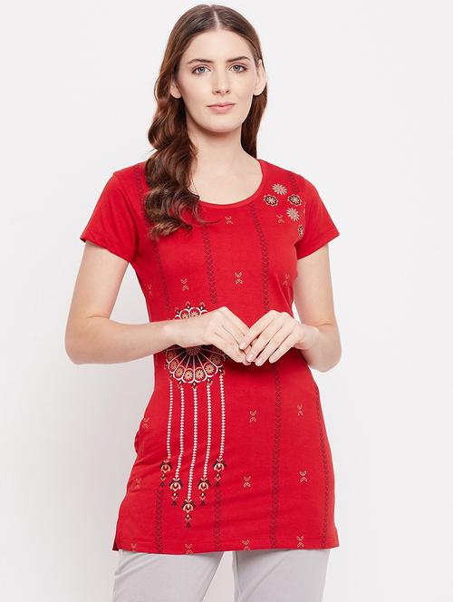 red coloured printed regular tee - 19082173 - Very Small Image - 1