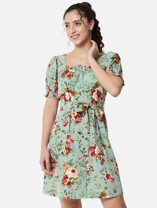 women's belted floral dress - 19082690 - Very Small Image - 1