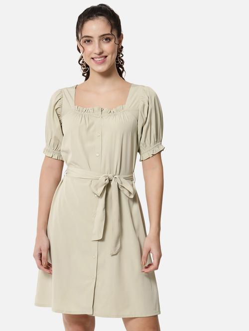 women's belted solid dress - 19082691 - Very Small Image - 1