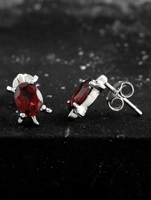 red silver plated drop earring - 19085262 - Very Small Image - 1