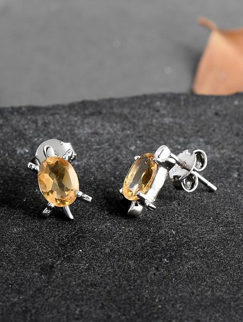 brown silver plated drop earring - 19085263 - Very Small Image - 1