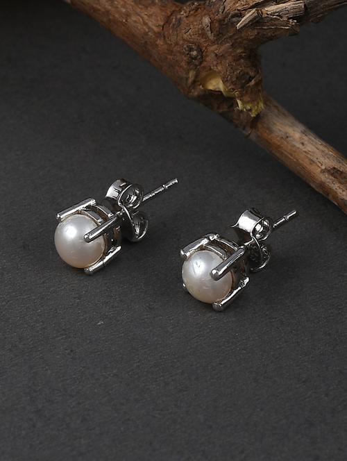silver plated stud earring - 19085275 - Very Small Image - 1