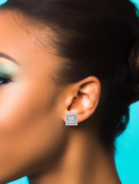 silver plated stud earring - 19085340 - Zoom Image - 3