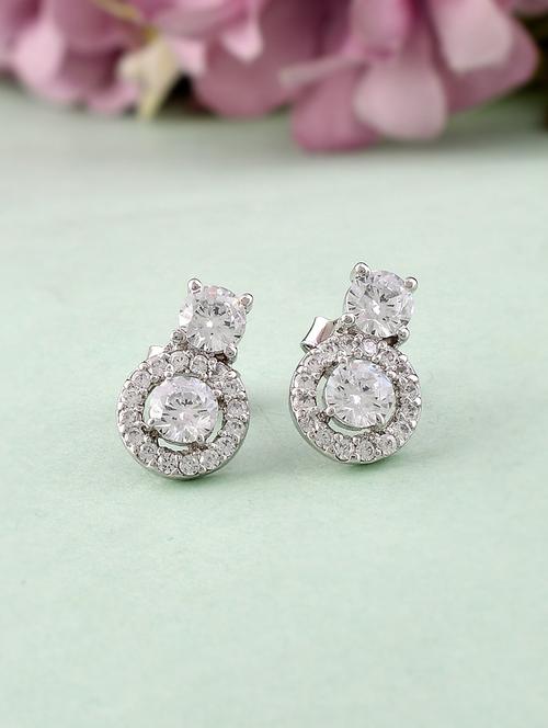 silver plated stud earring - 19085355 - Very Small Image - 1