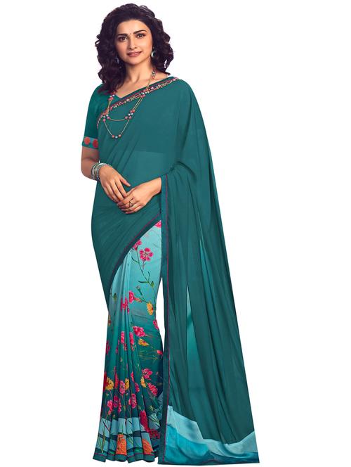 floral printed saree with blouse - 19086491 - Very Small Image - 1