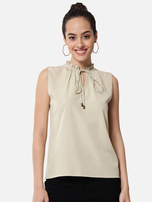 women's straight tie-up neck top - 19086764 - Very Small Image - 1