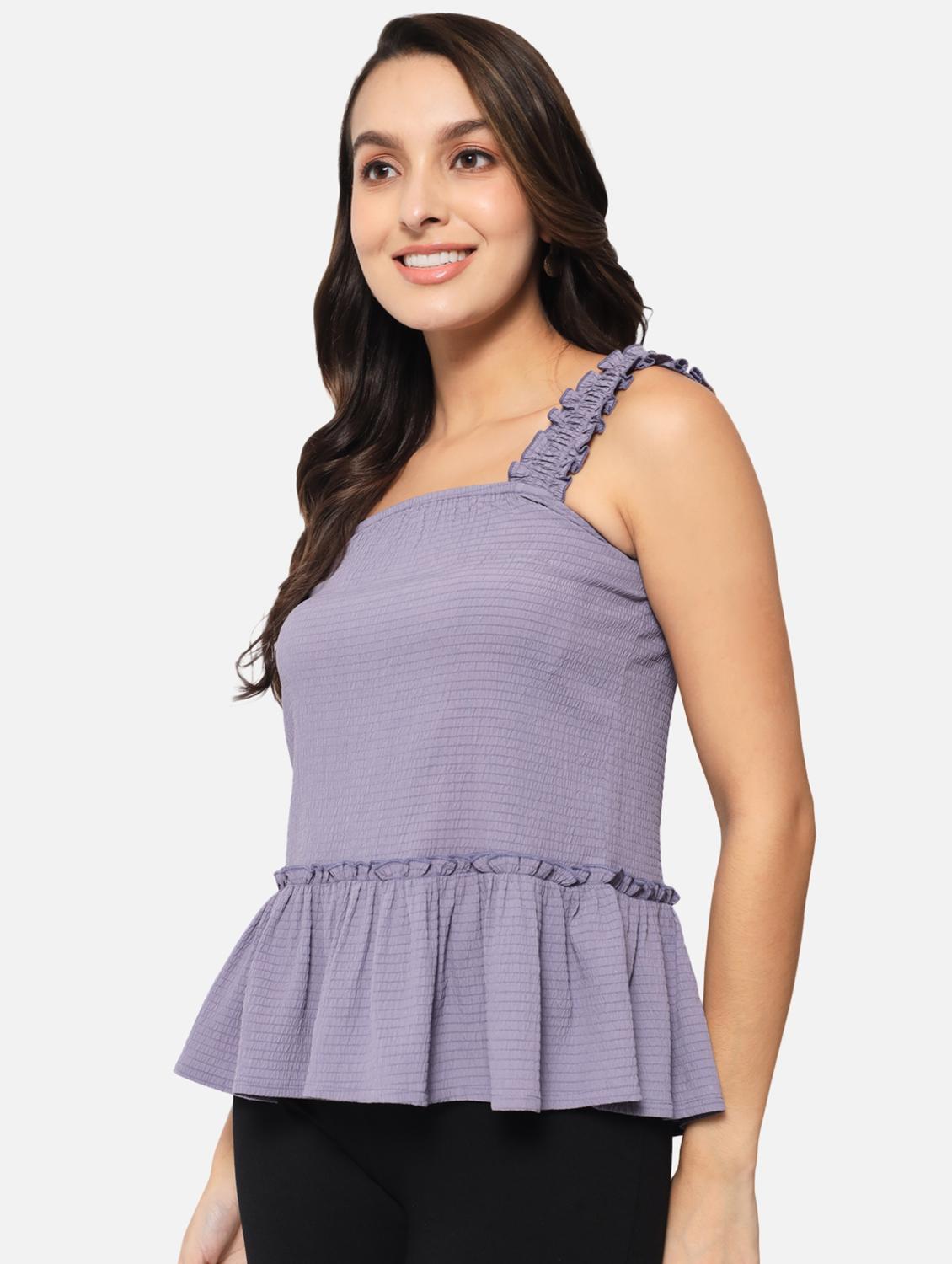 women's peplum shoulder strap top - 19086803 - Standard Image - 2