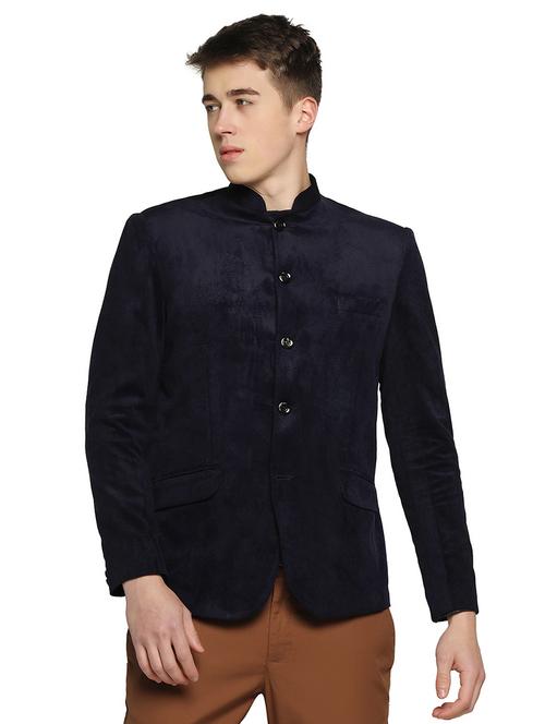 men blue solid bandhgala - 19088068 - Very Small Image - 1