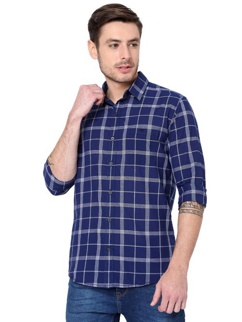 blue cotton casual shirt - 19088072 - Very Small Image - 1