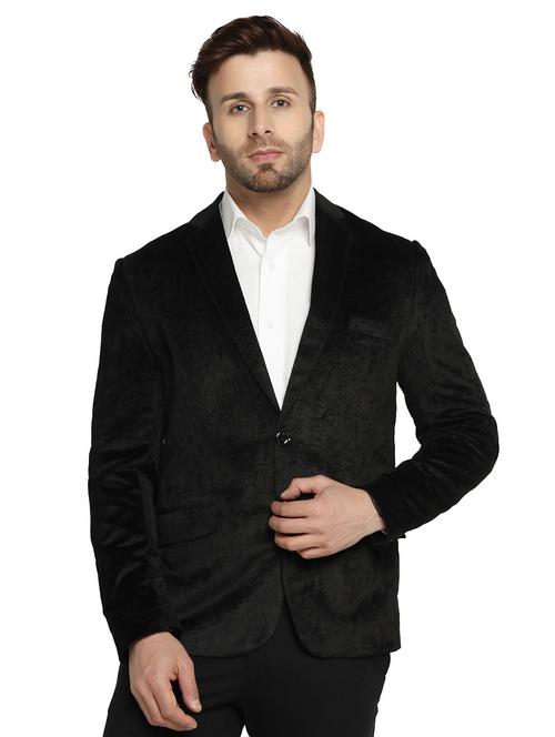 men black solid blazer - 19088607 - Very Small Image - 1