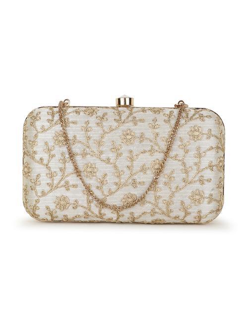 embroidery faux silk box clutch - 19088634 - Very Small Image - 1