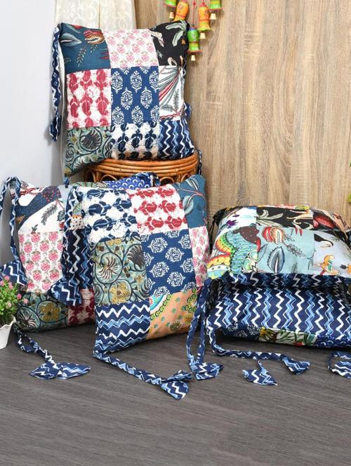 indhome life pure cotton 16x16inches reversible decorative tassels patch work cushion  - 19088987 - Very Small Image - 1