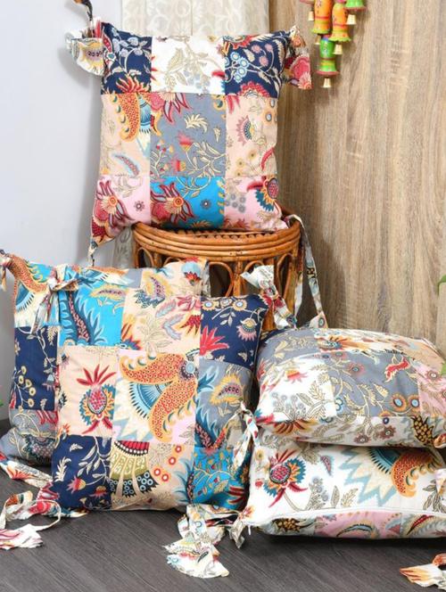 indhome life pure cotton 16x16inches reversible decorative tassels patch work cushion  - 19088991 - Very Small Image - 1