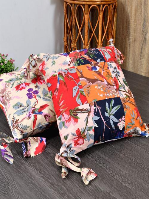 indhome life pure cotton 16x16inches reversible decorative tassels patch work cushion  - 19088993 - Very Small Image - 1