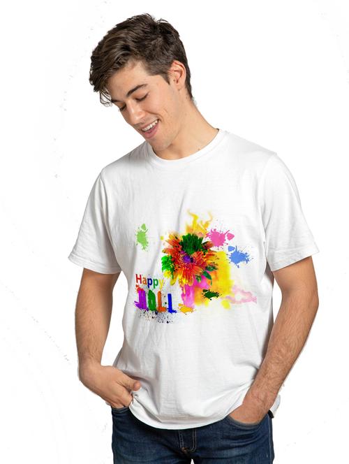 men round neck holi print t-shirt - 19089169 - Very Small Image - 1