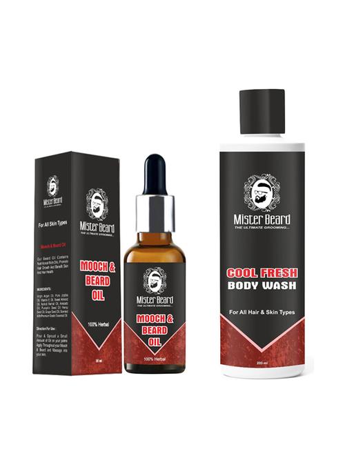 mooch & beard oil 35ml with cool fresh body wash 200ml - 19097055 - Very Small Image - 1