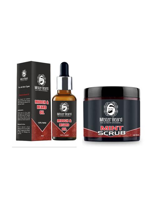 mooch & beard oil 35ml with mint scrub 100gm - 19097184 - Very Small Image - 1