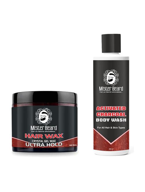 hair wax crystal gel wax ultra hold 100gm with activated charcoal body wash 200ml - 19097219 - Very Small Image - 1