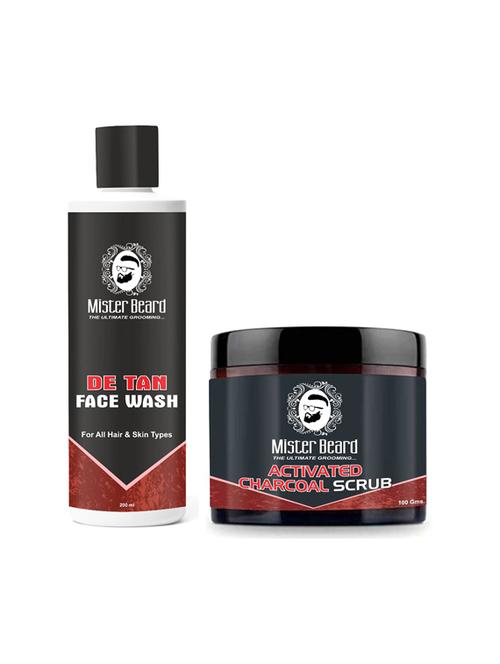 de-tan facewash 200ml with activated charcoal scrub 100gm - 19097234 - Very Small Image - 1