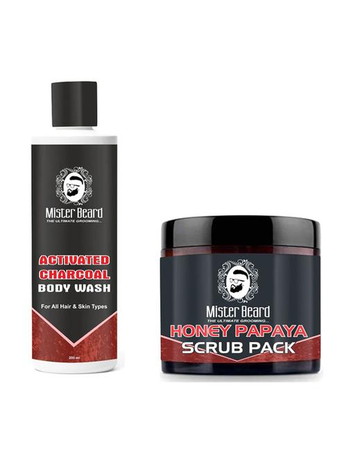 activated charcoal body wash 200ml with honey papaya scrub 100gm - 19097330 - Very Small Image - 1
