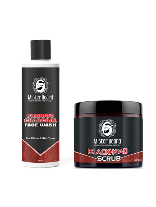 bamboo charcoal facewash 200ml with activated blackheads scrub 100gm - 19097358 - Very Small Image - 1