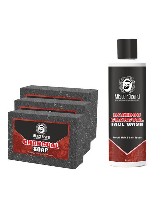 bamboo charcoal facewash 200ml with charcoal soap 100gm (pack of 3) - 19097369 - Very Small Image - 1