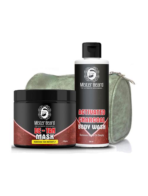 de-tan mask 100gm, activated charcoal body wash 200ml with bag - 19097566 - Very Small Image - 1