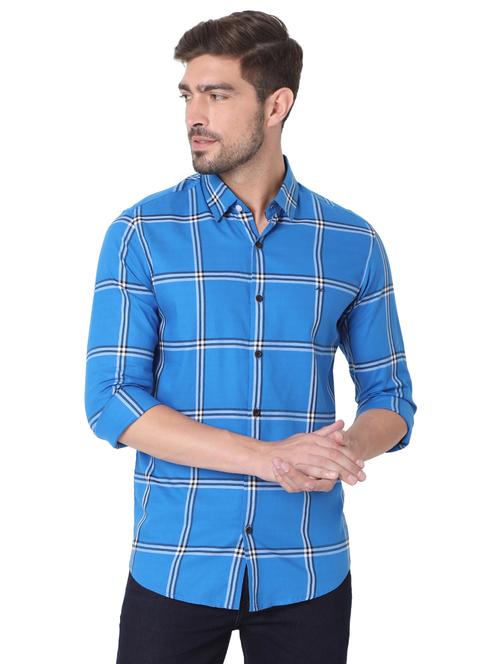blue cotton casual shirt - 19100257 - Very Small Image - 1