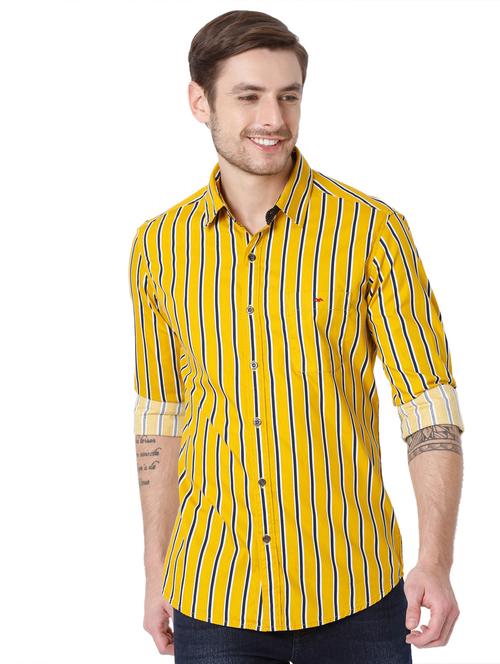 yellow cotton casual shirt - 19100301 - Very Small Image - 1