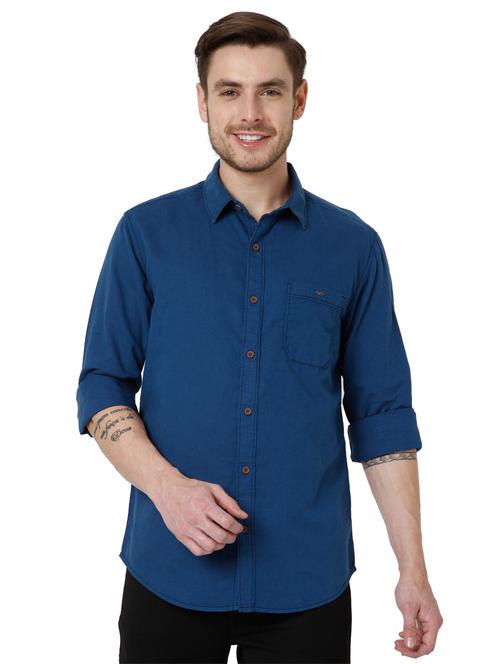 blue solid long sleeve shirt - 19100329 - Very Small Image - 1