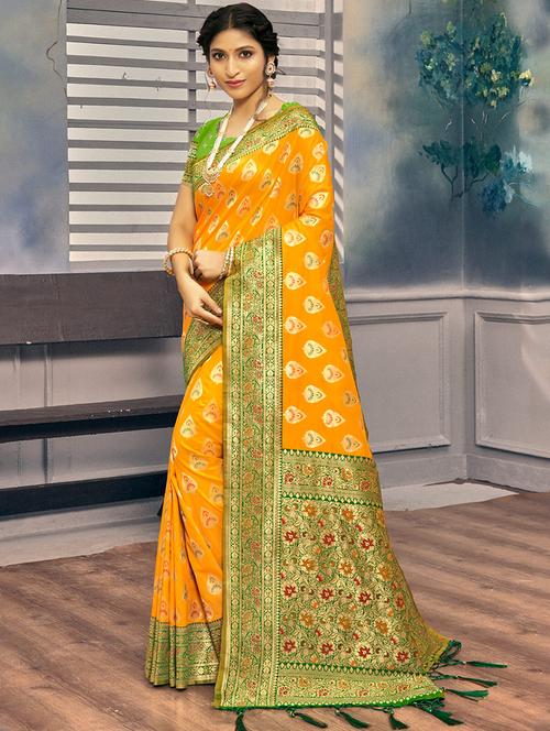 women's banarasi saree - 19100604 - Very Small Image - 1