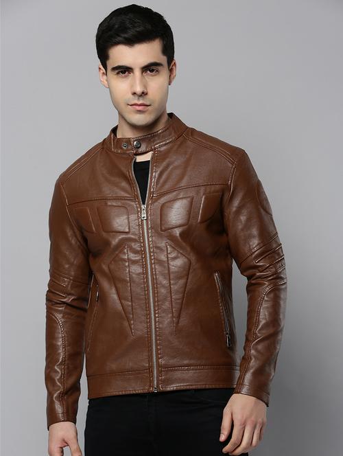 brown leather casual jacket - 19101536 - Very Small Image - 1