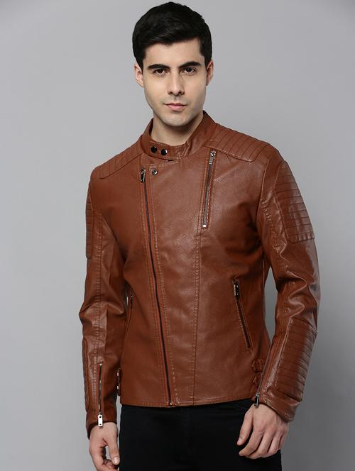 brown leather casual jacket - 19101557 - Very Small Image - 1
