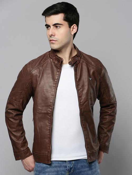 brown leather casual jacket - 19101567 - Very Small Image - 1