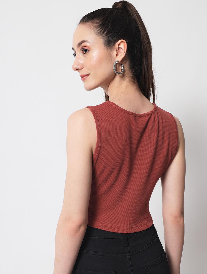 women's crop round neck top - 19101587 - Standard Image - 3