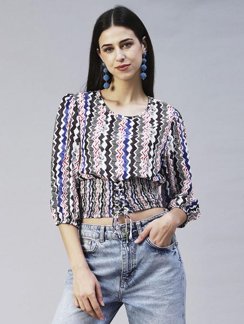 multi colored cotton blend crop top - 19108433 - Very Small Image - 1