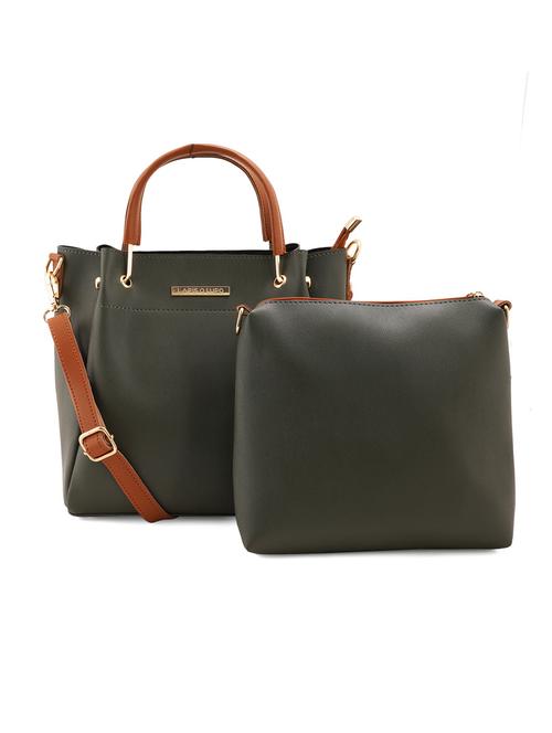 green solid  regular handbag - 19108520 - Very Small Image - 1