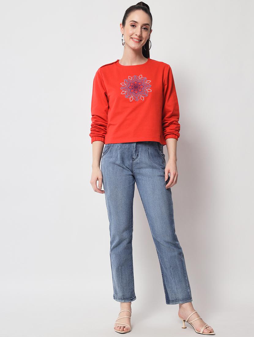women's straight round neck top - 19108589 - Standard Image - 3